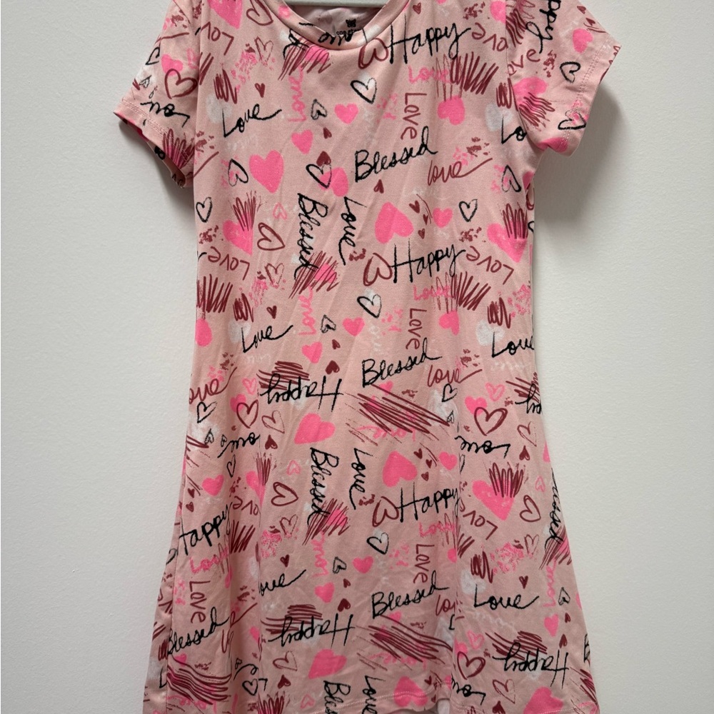 One Step Ahead Pink and Black Graphic Girls Small Dress